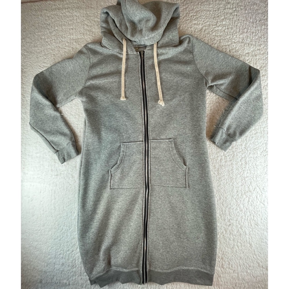Ribbed Zip-Up Hooded Mini Dress Size S